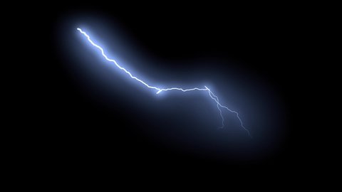 Beautiful Lightning Strikes on Black Background. Electrical Storm. 17 Videos of Blue Realistic Thunderbolts in Loop Animation in 4k 3840x2160.
