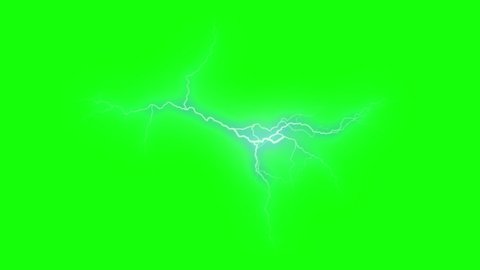 Beautiful Lightning Strikes on green screen Background. Electrical Storm. 17 Videos of Blue Realistic Thunderbolts in Loop Animation in 4k 3840x2160.