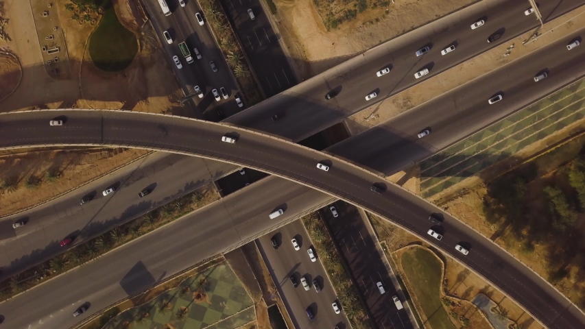 Riyadh, Saudi Arabia Amazing Aerial shot on street.
