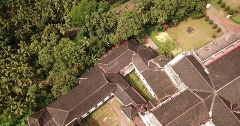 A beautiful drone shot of the Old Goa churches in Goa, India