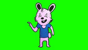 animated rabbit character . green screen 2D animation