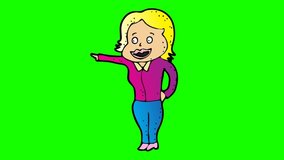 animated casual woman character . green screen 2D animation