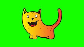 animated cat character . green screen 2D animation