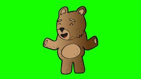 animated bear character . green screen 2D animation