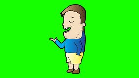 animated teenage boy character . green screen 2D animation