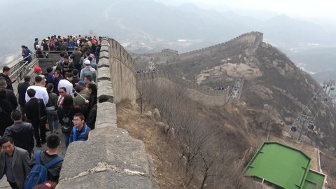 Beijing / China - 04 05 2017: The Great Wall of China, Badaling Section (Close to Beijing).