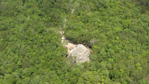 Mexico, Coba, watchtower, aerial view by drone