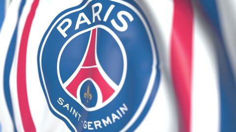 Flying Flag Paris Saint Germain Football Stock Footage Video (100% ...