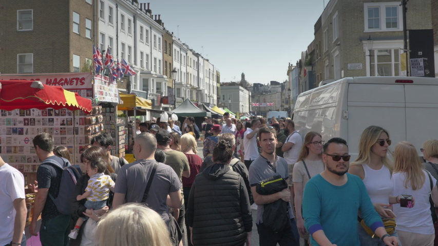 Nottingh Hill , London / United Kingdom (UK) - 04 27 2019: Portobello Road Market