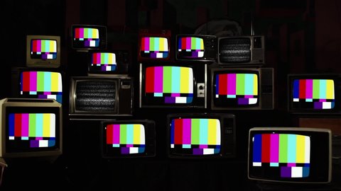 Retro TV Stack with Color Bars. 