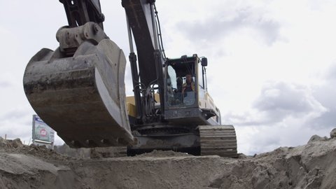 Ottawa , Ontario / Canada - 05 15 2019: Excavation work in Ottawa Canada construction work