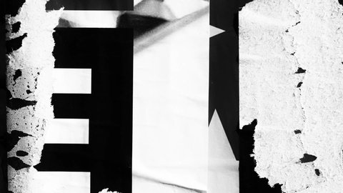 Seamless loop collage abstract paper slideshow background / Old black white posters ripped torn crumpled paper grunge texture wall backdrop placard surface 
