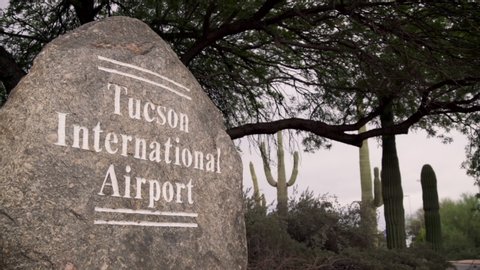 Tucson, Arizona - August 3 2019: Tucson International Airport TUS sign