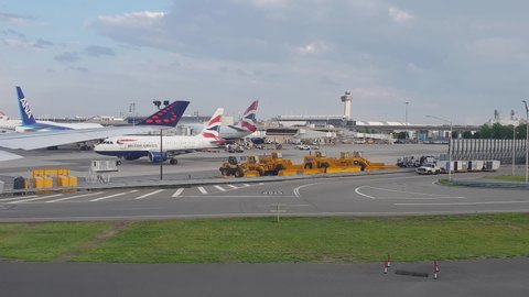 Queens , New York / United States - 05 20 2019: Airplane Traffic At JFK Airport
