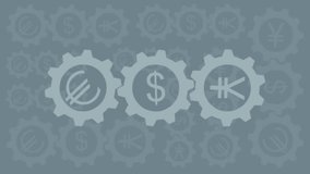 Video clip of a currency cogwheels background
