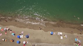 The video shooting of the beach in the Tyrrhenian coast from the drone.