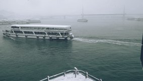 Snowing At The Istanbul Golden Horn as Cinemagraph