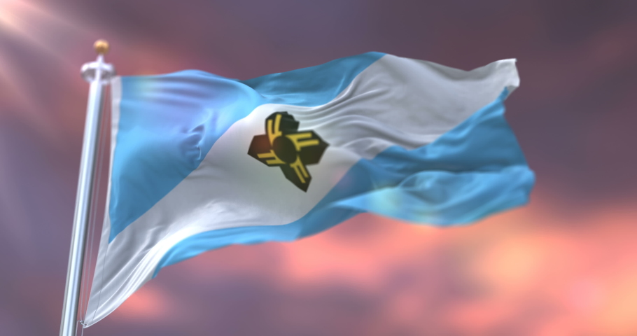 Flag of Madison at sunset, city of Wisconsin in United States of America - loop