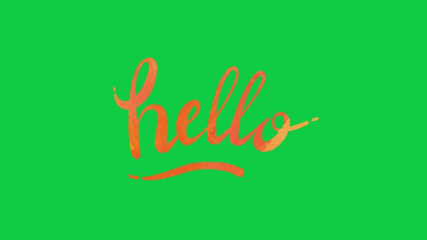 The word Hello, handwritten text with watercolor and brush. 2d animated lettering on the green screen background | Shutterstock HD Video #1035201026