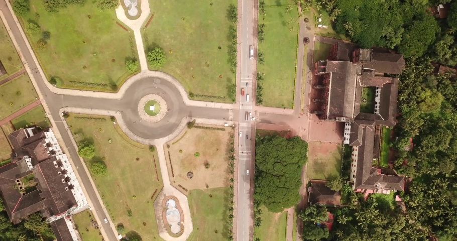 A beautiful drone shot of the Old Goa churches in Goa, India | Shutterstock HD Video #1035205784