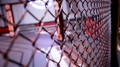 Pueblo , Colorado / United States - 05 20 2019: MMA Cage Rack Focus Close Up