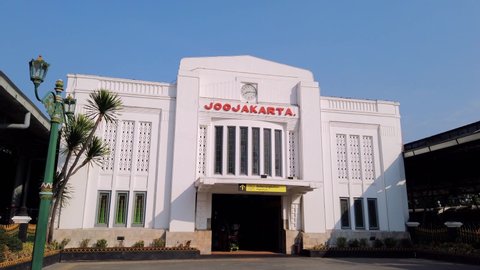 Jogjakarta / Indonesia - July 3rd, 2019: Establish Shot of Tugu Train Station In The Morning