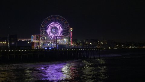 Santa Monica , CA / United States - 05 24 2019: Monica pier Ferris wheel attraction.