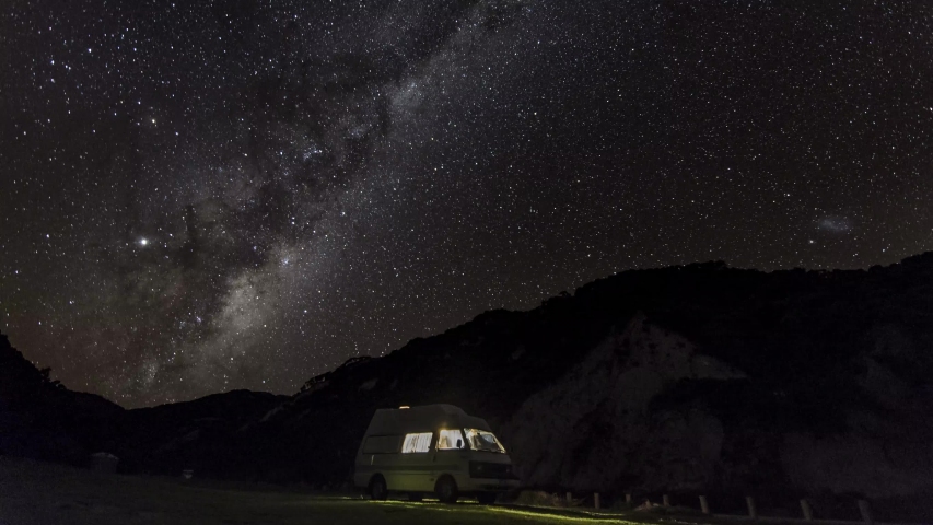 Milky Way Timelapse with Campervan, New Zealand