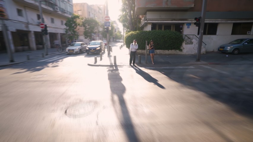 Walking trough Tel Aviv, Israel Shenkin street hyperlapse fast speed timelapse 4k