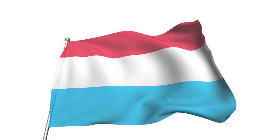 flag of Luxembourg in the wind (alpha channel, semi-transparent, loopable)