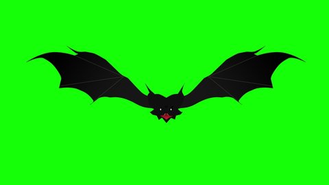 Scary Bat Hovering Against Green Background Stock Footage Video (100%