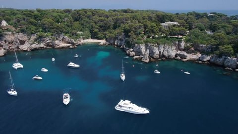Aerial video of sea. Monte-Carlo. Monaco. French Riviera. Nice. Yacht. Ship.