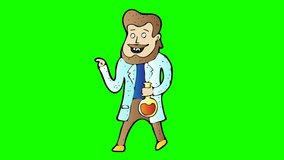animated chemist character . green screen 2D animation