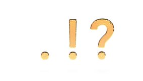 Animation of Casting a 3D Liquid Gold Font. Symbol Dot, Exclamation Mark and Question Mark ., !, ? is Poured, Hardens like a Bare of Gold Isolated on a White Background. Luma Matte Included. - Powered by Shutterstock - Get 15% off with code: PIKWIZARD15