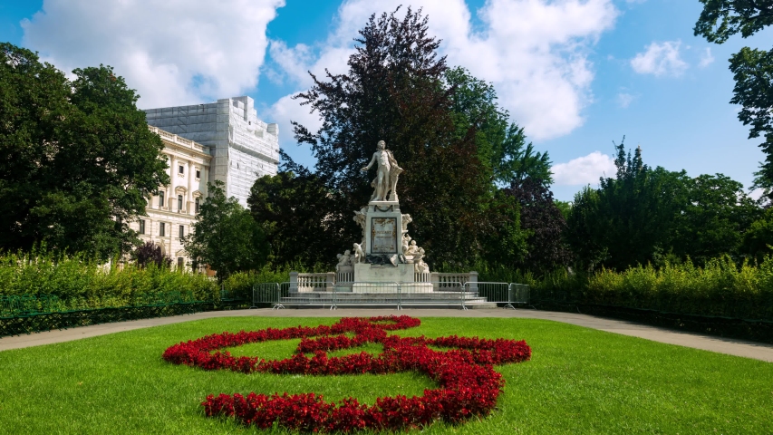 The Mozart memorial monument in burggarten, Vienna (Austria)