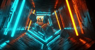 Vj Loop Tunel 4K. Tunnel of Color Changing Lines. Moving Colorful Tunnel.