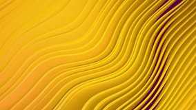 4k 3D animation of rows and rows of colorful popping yellow stripes rippling. Colorful wave gradient animation.. Future geometric patterns motion background. 3d rendering