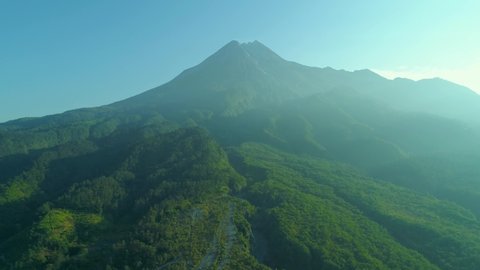 Scenic Aerial View of Mount Merapi in the Morning, A View From Bunker Kaliadem, Kaliurang, Jogjakarta