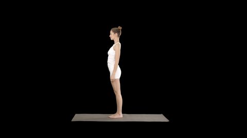 Young yogi attractive woman practicing yoga concept, standing in Natarajasana exercise, Alpha Channel