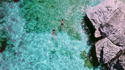 Cala Gonone Sardinia, beautiful clear blue ocean with Cliffs and rocks at the Sardinian coast Italy 