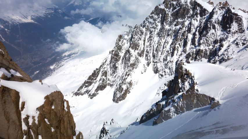Panoramic view of Mont Blanc mountain range, 4k