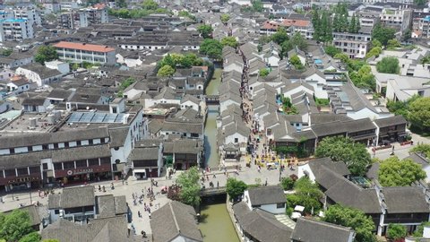 Aerial view of Suzhou old-town scenery