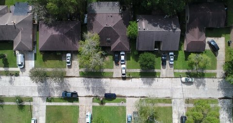 High quality 4K footage aerial view of residential house or real estate in North West Houston, Texas