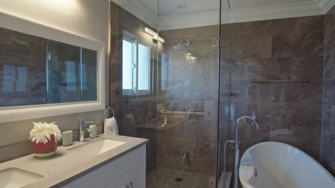 Bathroom interior, North America House. Staging home decor