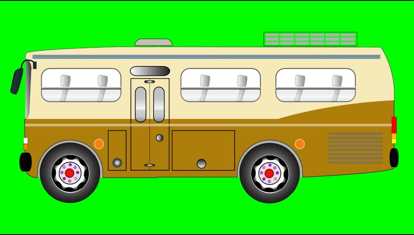 Animation of Vintage Bus. On Stock Footage Video (100% Royalty-free