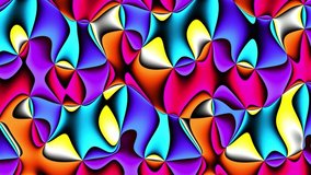 Moving random wavy texture. Psychedelic animated abstract curved shapes. Looping footage.