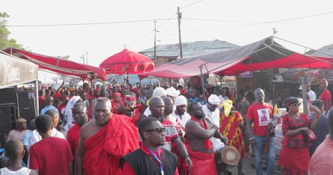 Accra, Ghana - August 2019: The Chiefs and people of Ga celebrate the Homowo festival in Accra.