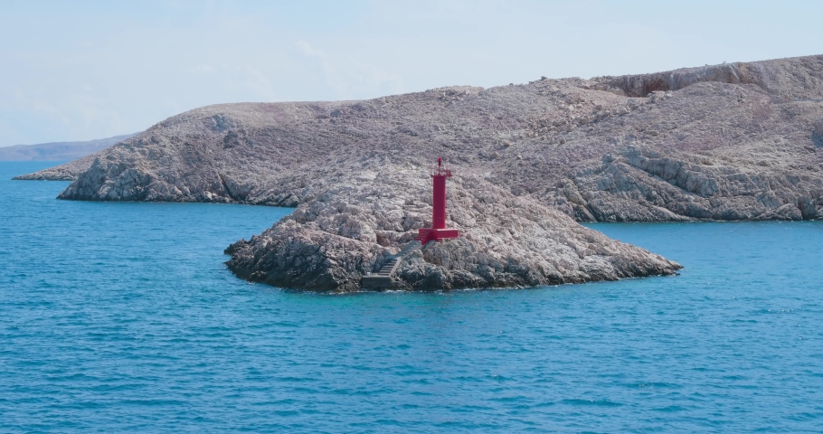 Leaving island Pag, landscape on the ferry route