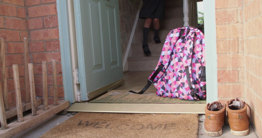 Rushing to school in the early morning