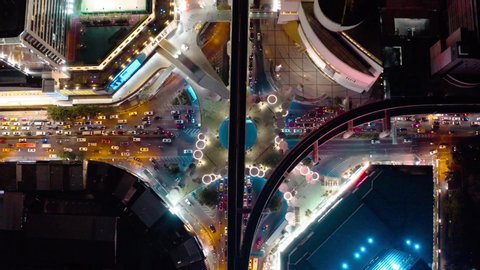 Skywalk aerial view in MBK, Bangkok, Thailand